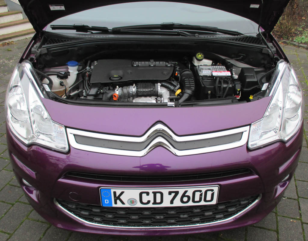 Citroën C3: Blick unter die Haube auf den 1,6-Liter-Selbstzünder.