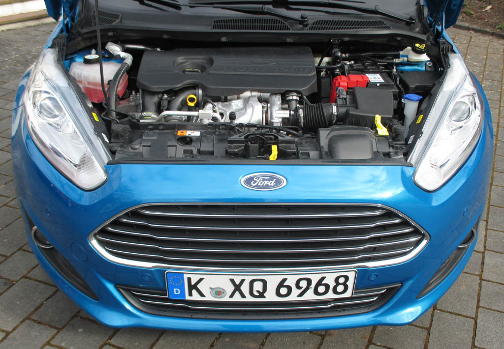 Ford Fiesta: Blick unter die Haube auf den 1,5-Liter-Vierzylinder.