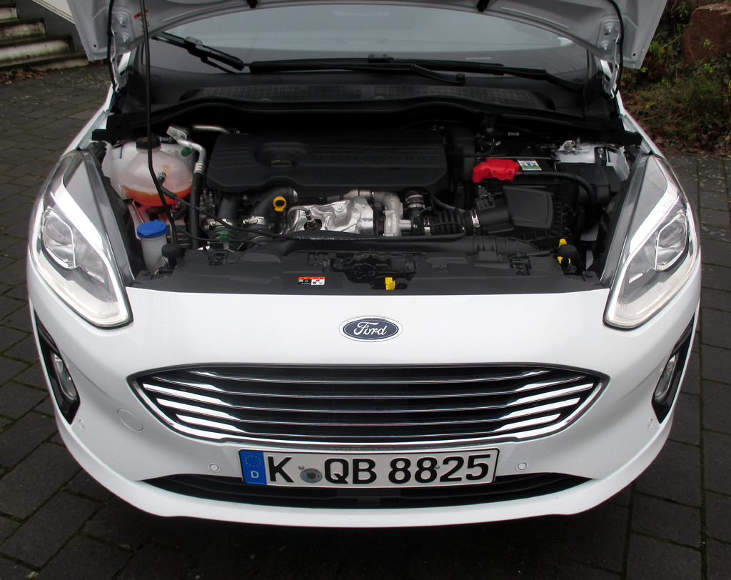 Ford Fiesta: Blick unter die Haube auf den 1,5-Liter-Vierzylinder.