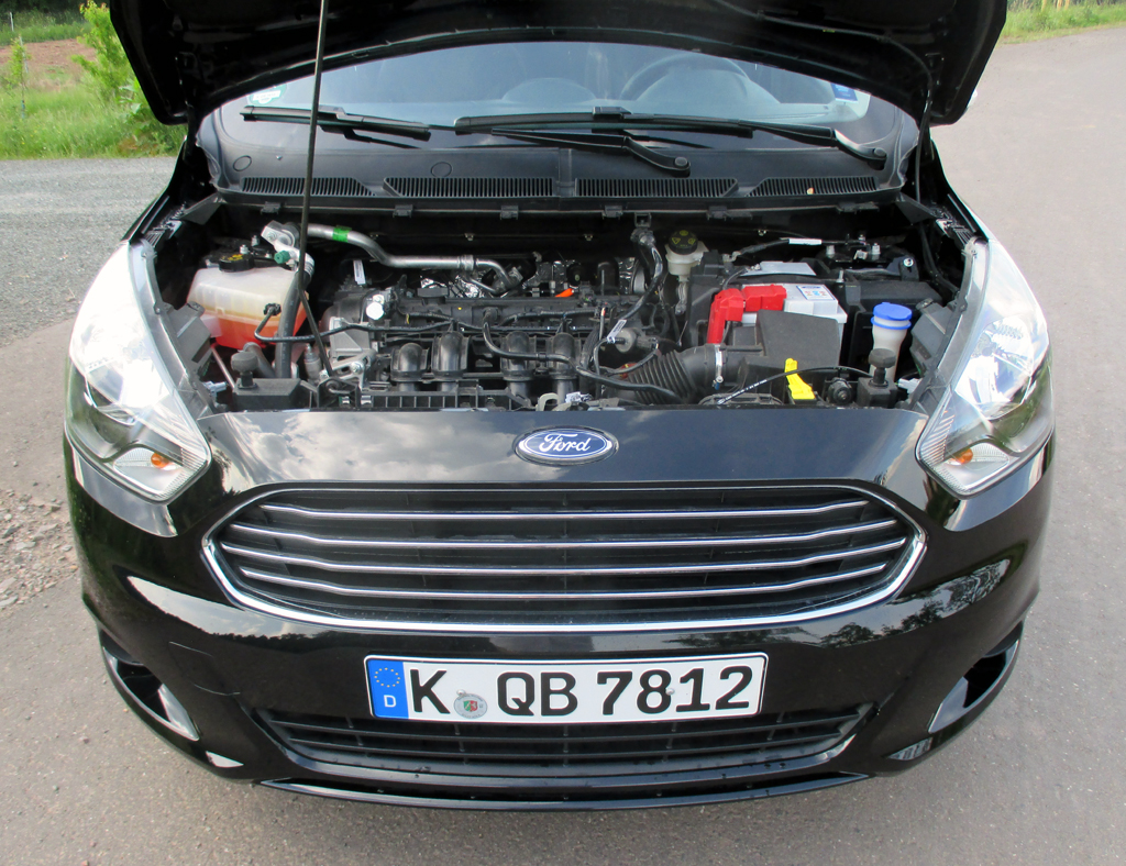 Ford Ka+: Blick unter die Haube auf den 1,2-Liter-Vierzylinder.