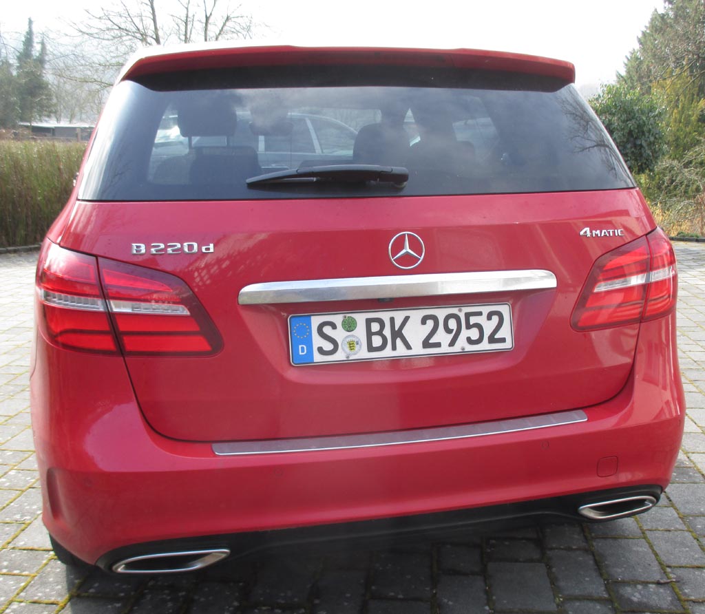 Mercedes B-Klasse: Blick auf die Heckpartie.
