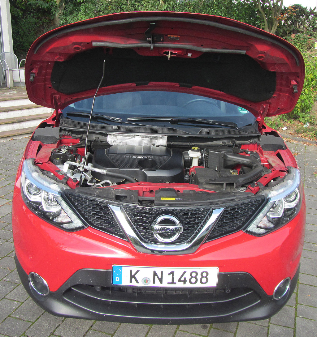 Nissan Qasqhai: Blick unter die Haube auf den 1,5-Liter-Selbstzünder.