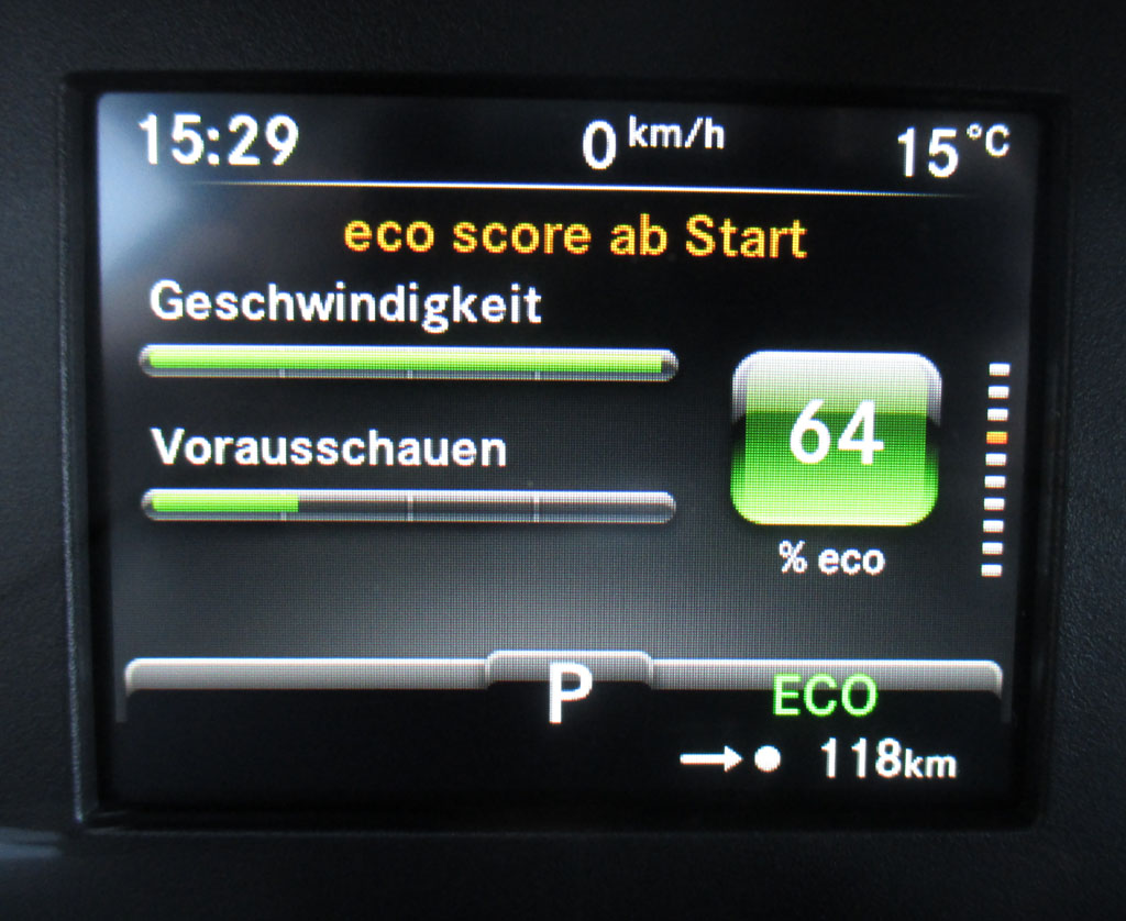Elektro-Smart Fortwo: Hier wird angezeigt, wie sparsam und vorausschauend man unterwegs ist.