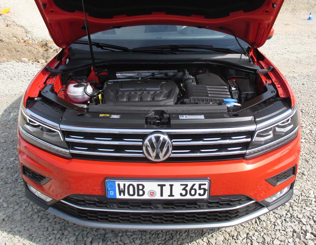 VW Tiguan: Blick unter die Haube. Zunächst sind drei Motorisierungen vorgesehen.