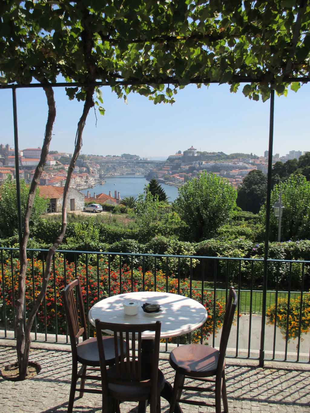 Blick vom Vinum in Vila Nova de Gaia über den Douro hinüber nach Porto.