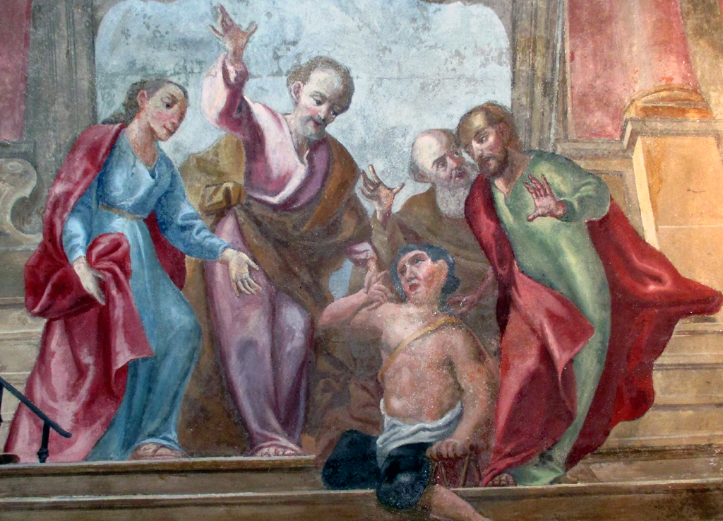 Deckenfresko an einem er Eingänge zur Klosterkirche.